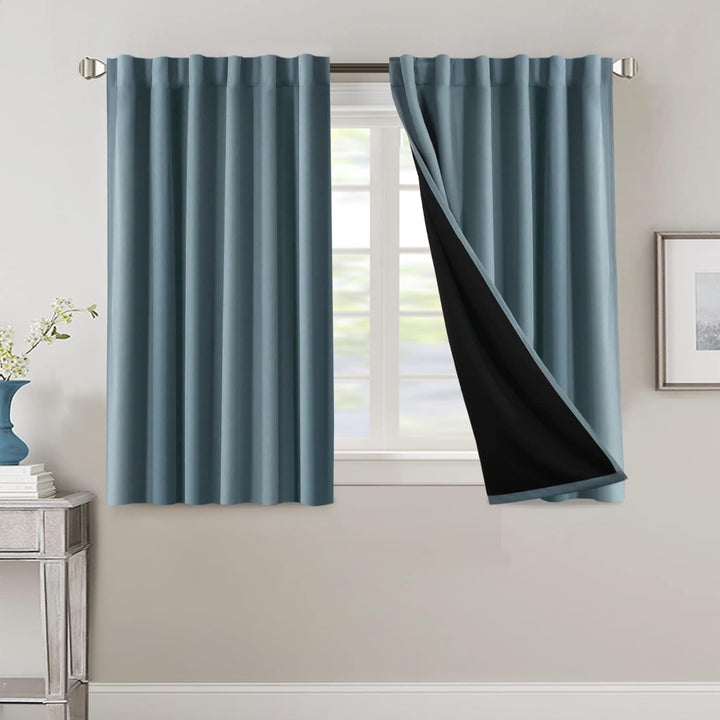 Blackout Back-Tab Curtains – Stone Blue, 52 × 45 in, 2 Panels - Just Closeouts Canada Inc.