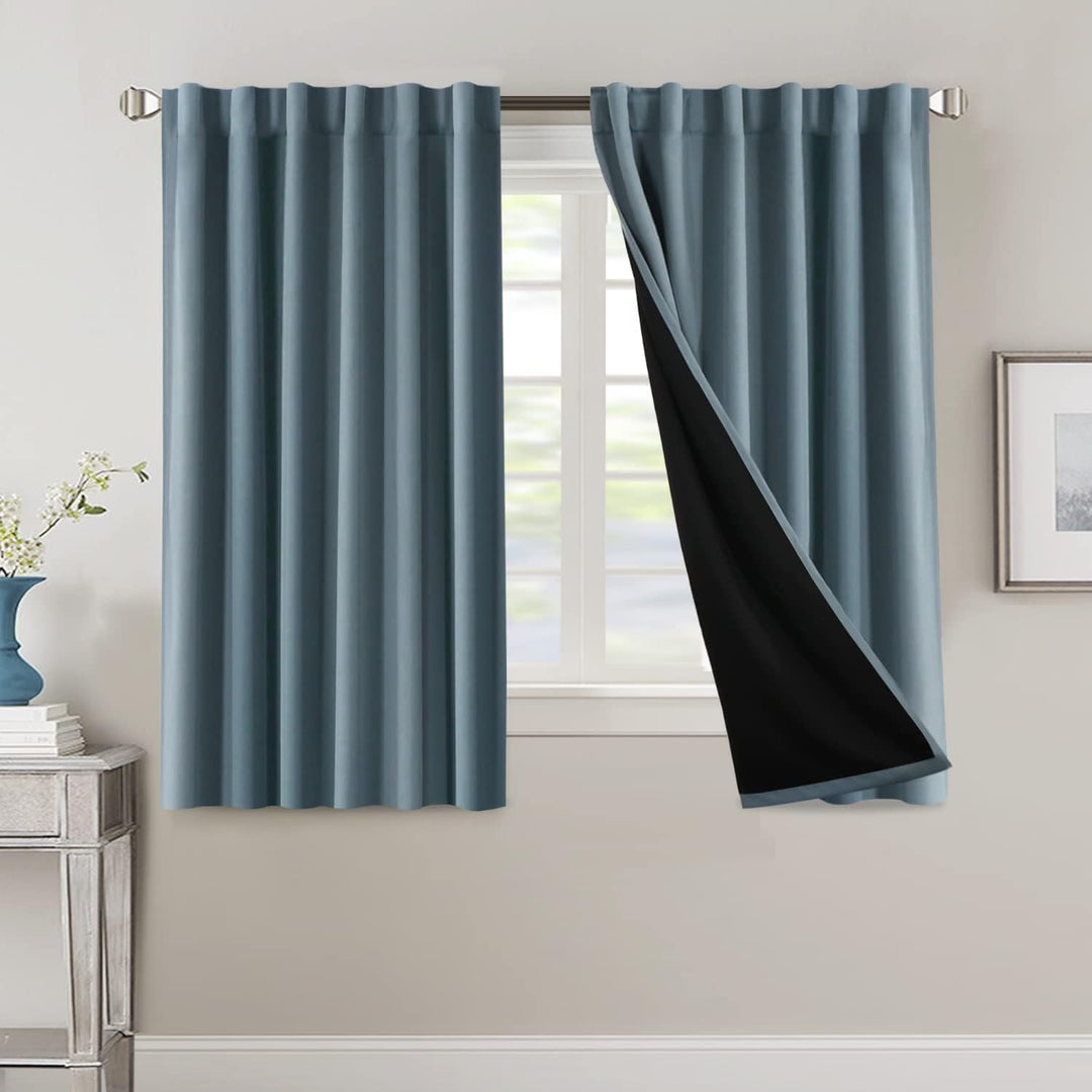 Blackout Back-Tab Curtains, Stone Blue, 52 x 54 in, 2 Panels - Just Closeouts Canada Inc.