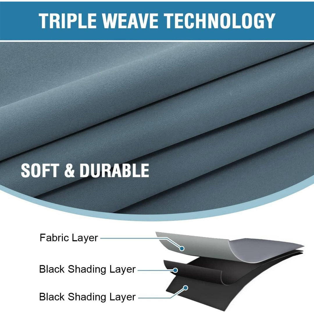 Blackout Back-Tab Curtains, Stone Blue, 52 x 96 in, 2 Panels - Just Closeouts Canada Inc.