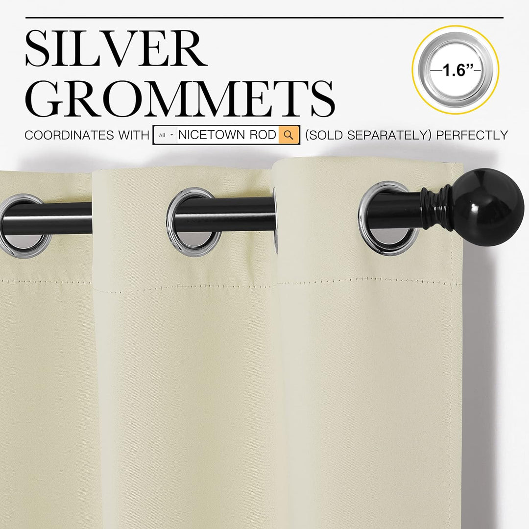 Blackout Curtains 2 Panels for Bedroom - Thermal Insulated Grommet Blackout Curtains 63 Inches Long for Living Room/Kitchen Rideaux occultants (2 Panels, W42 x L63 - Inch,Beige) - Just Closeouts Canada Inc.