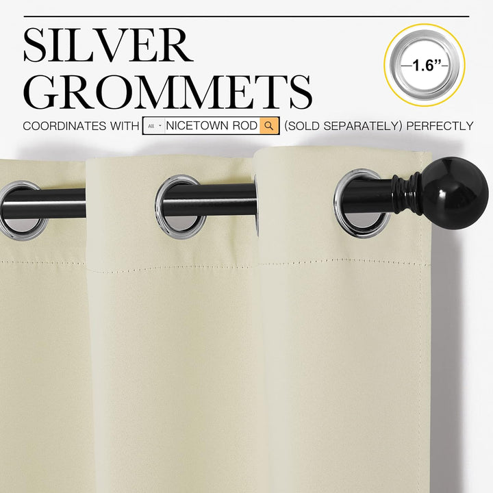 Blackout Curtains 2 Panels for Bedroom - Thermal Insulated Grommet Blackout Curtains 63 Inches Long for Living Room/Kitchen Rideaux occultants (2 Panels, W42 x L63 - Inch,Beige) - Just Closeouts Canada Inc.