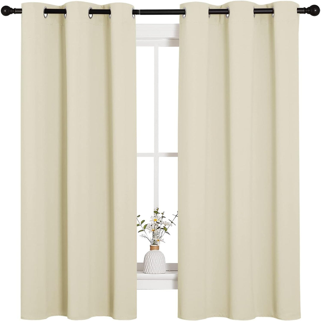 Blackout Curtains 2 Panels for Bedroom - Thermal Insulated Grommet Blackout Curtains 63 Inches Long for Living Room/Kitchen Rideaux occultants (2 Panels, W42 x L63 - Inch,Beige) - Just Closeouts Canada Inc.