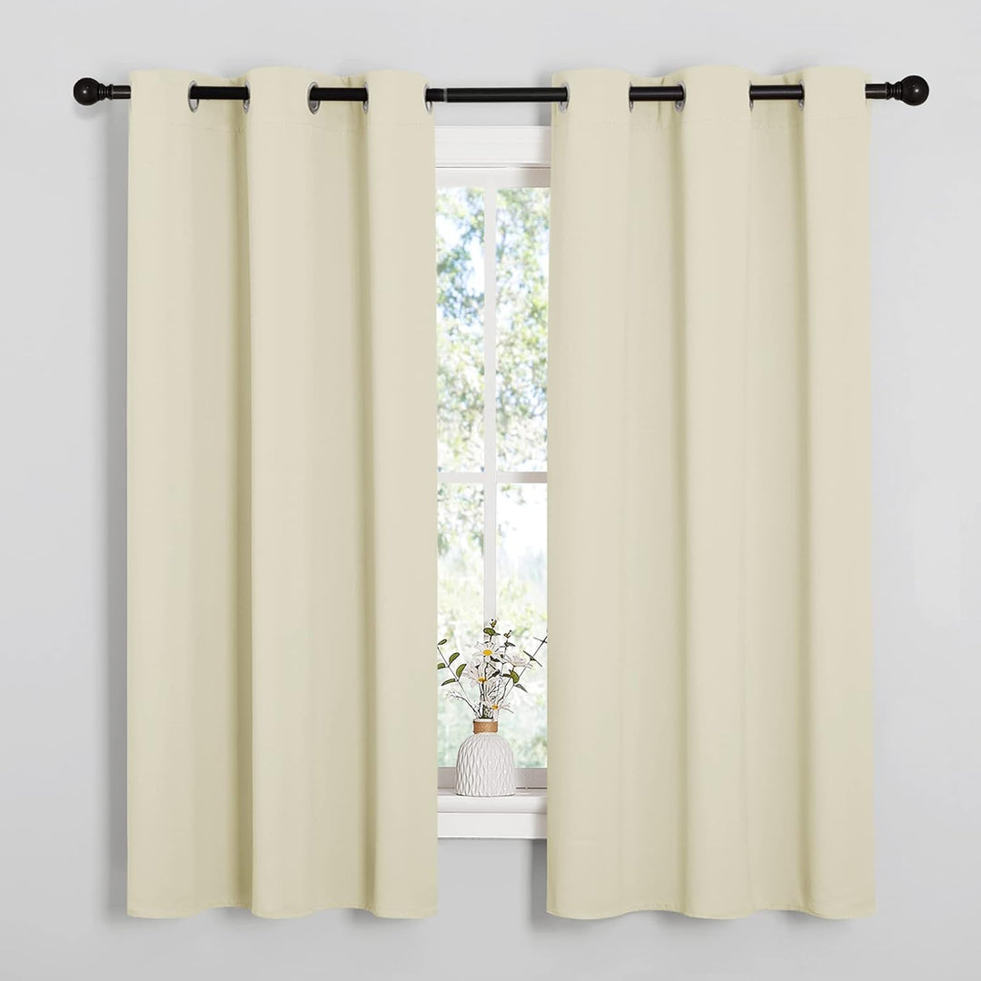 Blackout Curtains 2 Panels for Bedroom - Thermal Insulated Grommet Blackout Curtains 63 Inches Long for Living Room/Kitchen Rideaux occultants (2 Panels, W42 x L63 - Inch,Beige) - Just Closeouts Canada Inc.