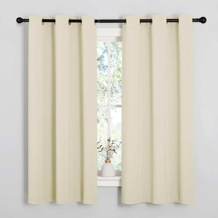Blackout Curtains 2 Panels for Bedroom - Thermal Insulated Grommet Blackout Curtains 63 Inches Long for Living Room/Kitchen Rideaux occultants (2 Panels, W42 x L63 - Inch,Beige) - Just Closeouts Canada Inc.