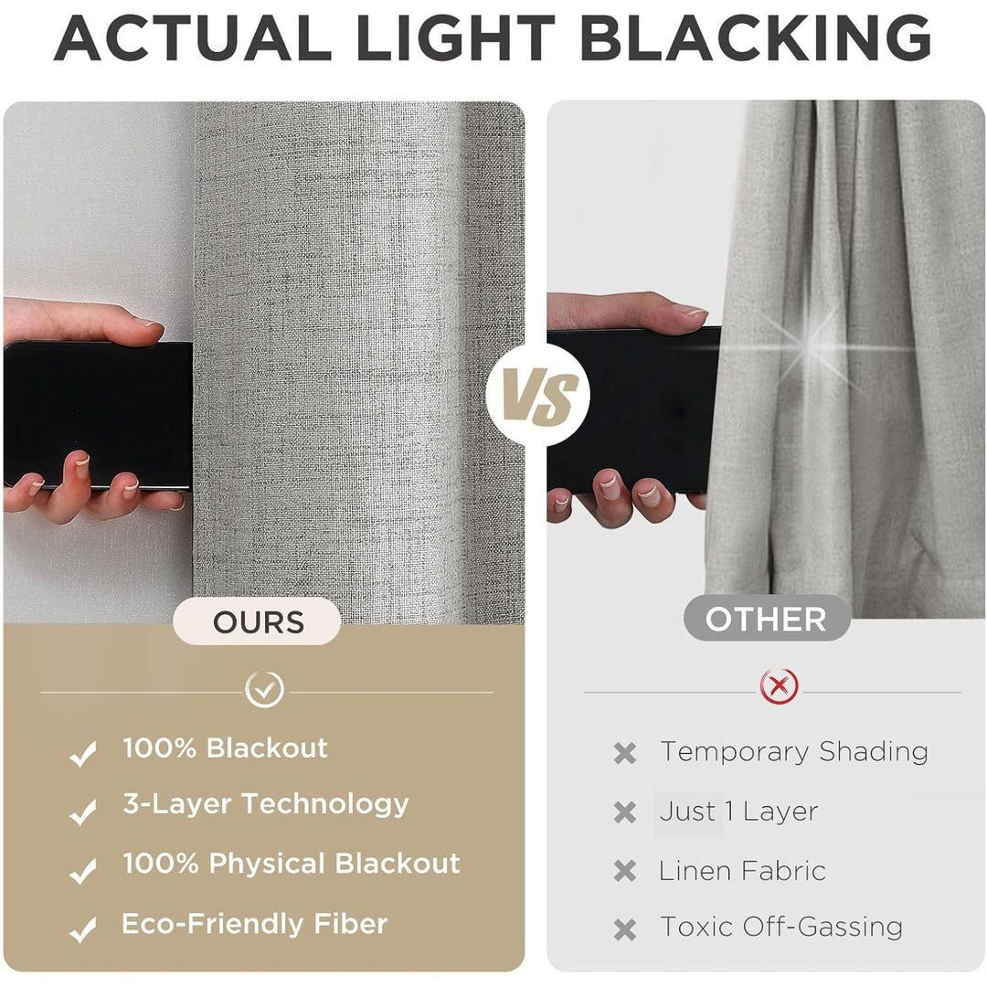 Blackout Curtains 96 Inches Long Blackout Curtains 2 Panels, Thermal Insulation Noise Reducing Room Darkening Opaque Curtains for Bedroom Living Room Window, Privacy Protection 2 Panels Set - Just Closeouts Canada Inc.X002V2SMFV