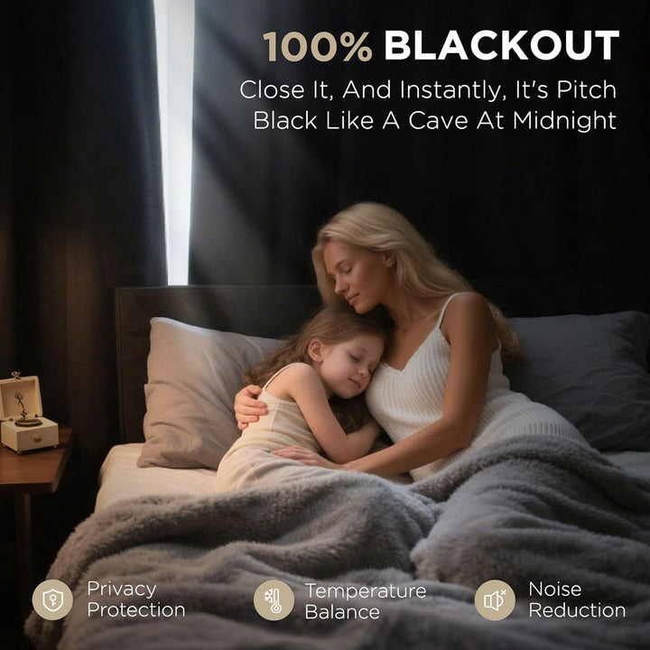 Blackout Curtains 96 Inches Long Blackout Curtains 2 Panels, Thermal Insulation Noise Reducing Room Darkening Opaque Curtains for Bedroom Living Room Window, Privacy Protection 2 Panels Set - Just Closeouts Canada Inc.X002V2SMFV