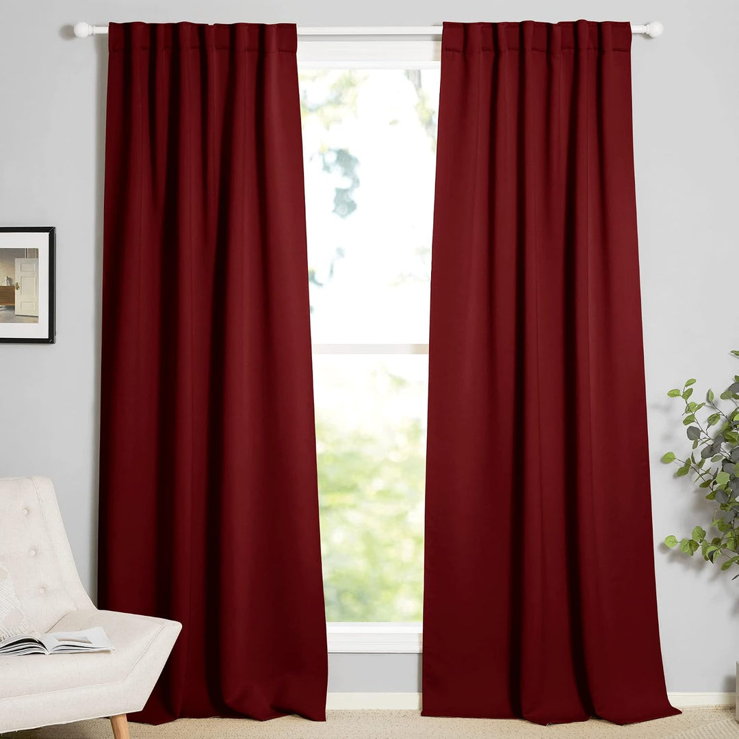Blackout Curtains, Burgundy Red, 52 x 84 in, 2 Panels - Just Closeouts Canada Inc.
