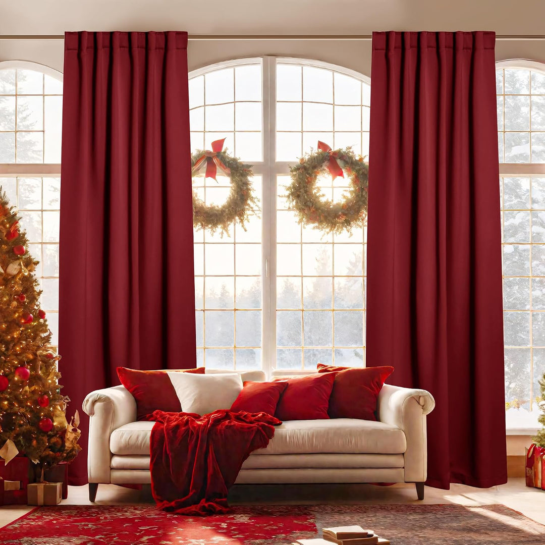 Blackout Curtains, Burgundy Red, 52 x 84 in, 2 Panels - Just Closeouts Canada Inc.
