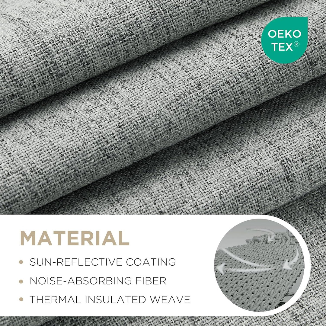 Blackout Curtains for Bedroom - 100% Light Blocking 2 Panels Light Grey Drapes 37" W x 90" L, Thermal Insulated Room Darkening Curtains, Linen Textured for Living Room, Rod Pocket & Back Tabs - Just Closeouts Canada Inc.X003XIFWVT