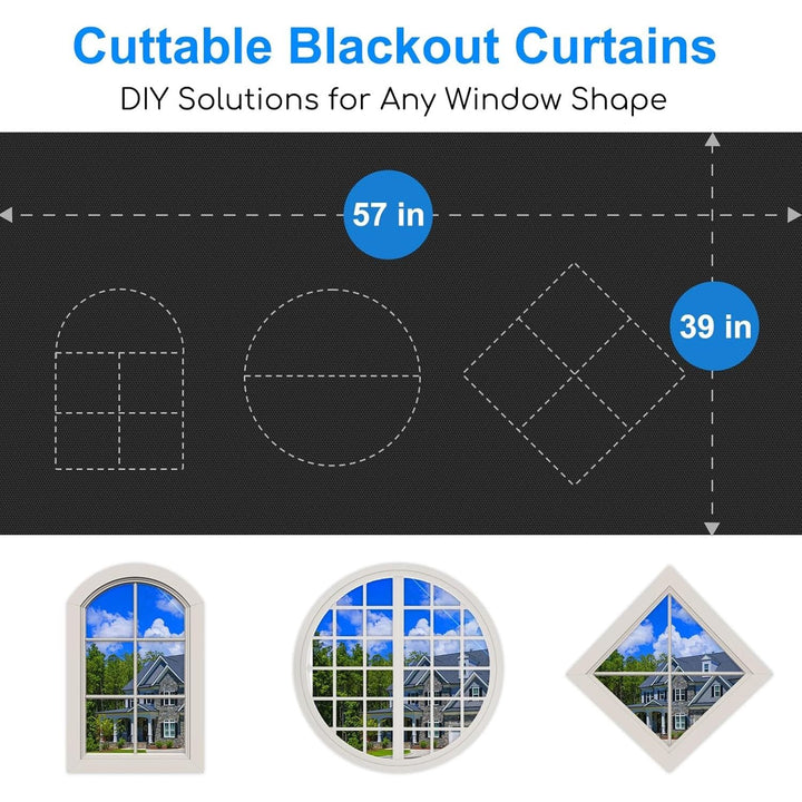 Blackout Curtains for Bedroom - 100x145 cm Portable Blackout Blinds Curtain for Any Windows - 100% Blackout Shades Window Film - Temporary Blackout Shades for Baby Nursery,Dorm Room,Travel or Office Use - Just Closeouts Canada Inc.