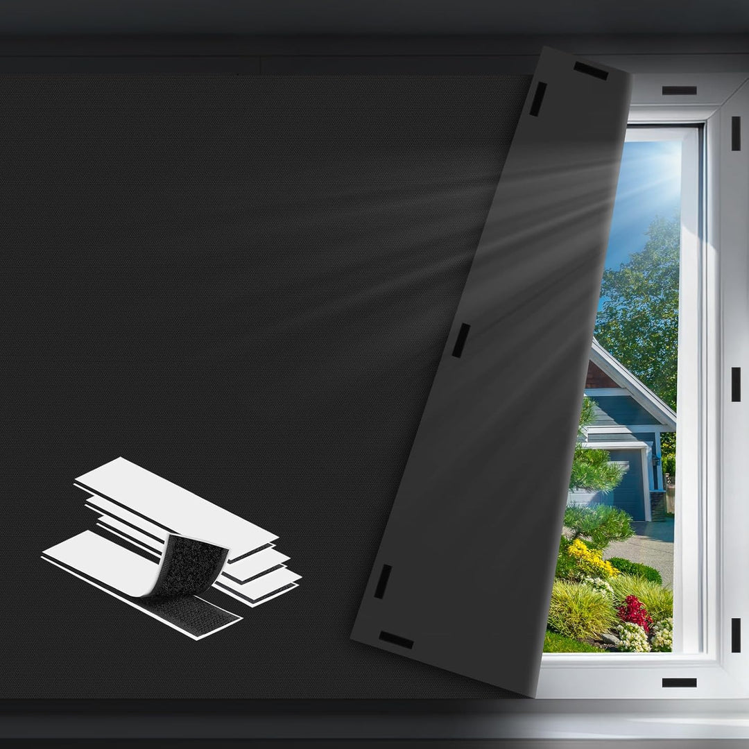 Blackout Curtains for Bedroom - 100x145 cm Portable Blackout Blinds Curtain for Any Windows - 100% Blackout Shades Window Film - Temporary Blackout Shades for Baby Nursery,Dorm Room,Travel or Office Use - Just Closeouts Canada Inc.