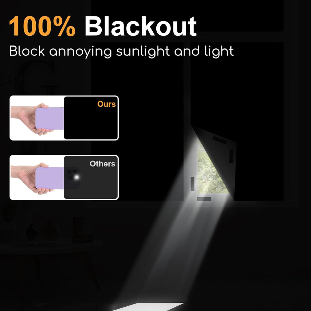 Blackout Curtains for Bedroom - 100x145 cm Portable Blackout Blinds Curtain for Any Windows - 100% Blackout Shades Window Film - Temporary Blackout Shades for Baby Nursery,Dorm Room,Travel or Office Use - Just Closeouts Canada Inc.