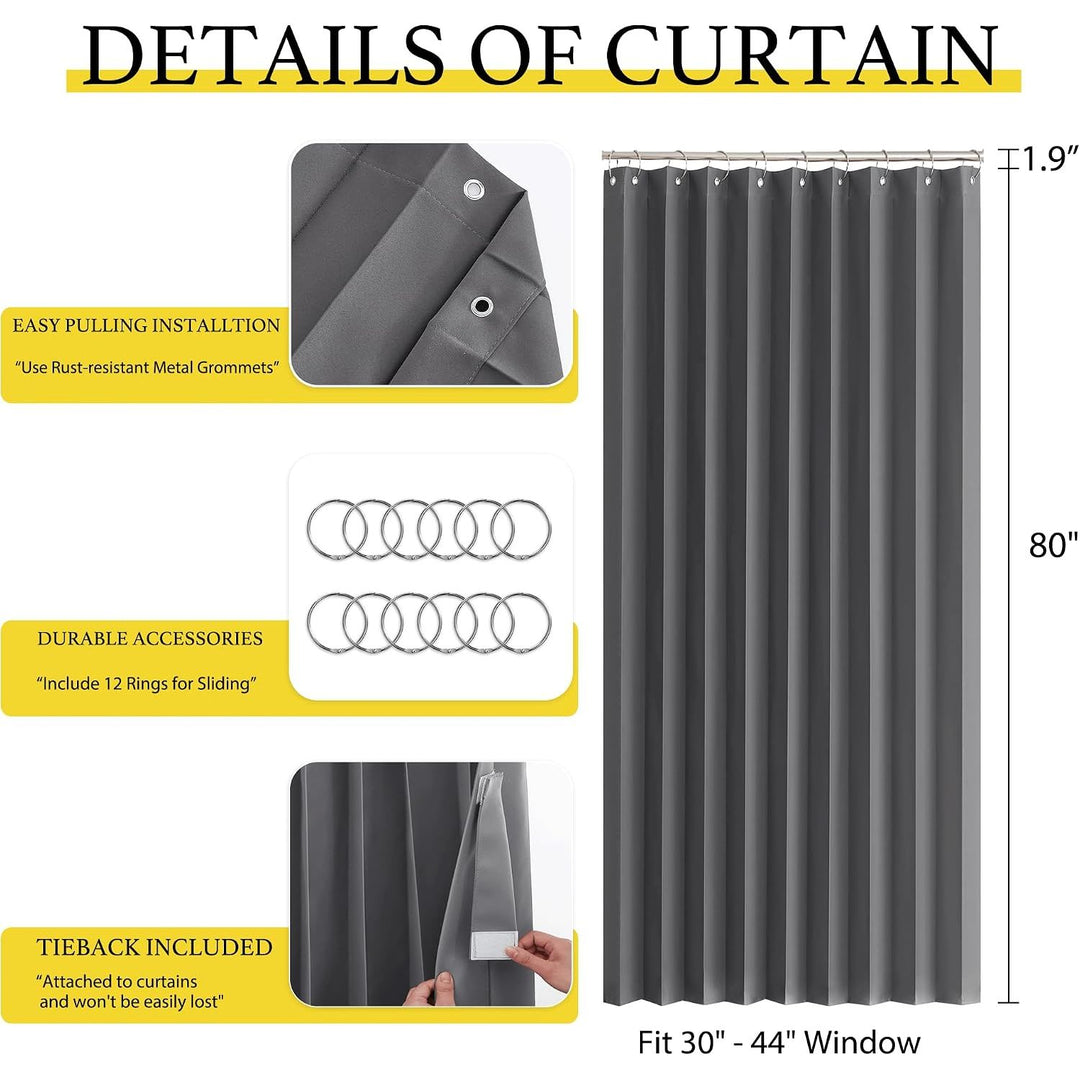Blackout Doorway Curtain, Grey, 50 x 80 in, 1 Panel - Just Closeouts Canada Inc.