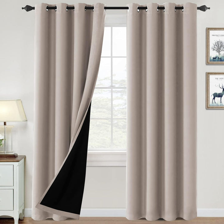 Blackout Grommet Curtains, Natural Sand, 52 x 96 in, 2 Panels - Just Closeouts Canada Inc.