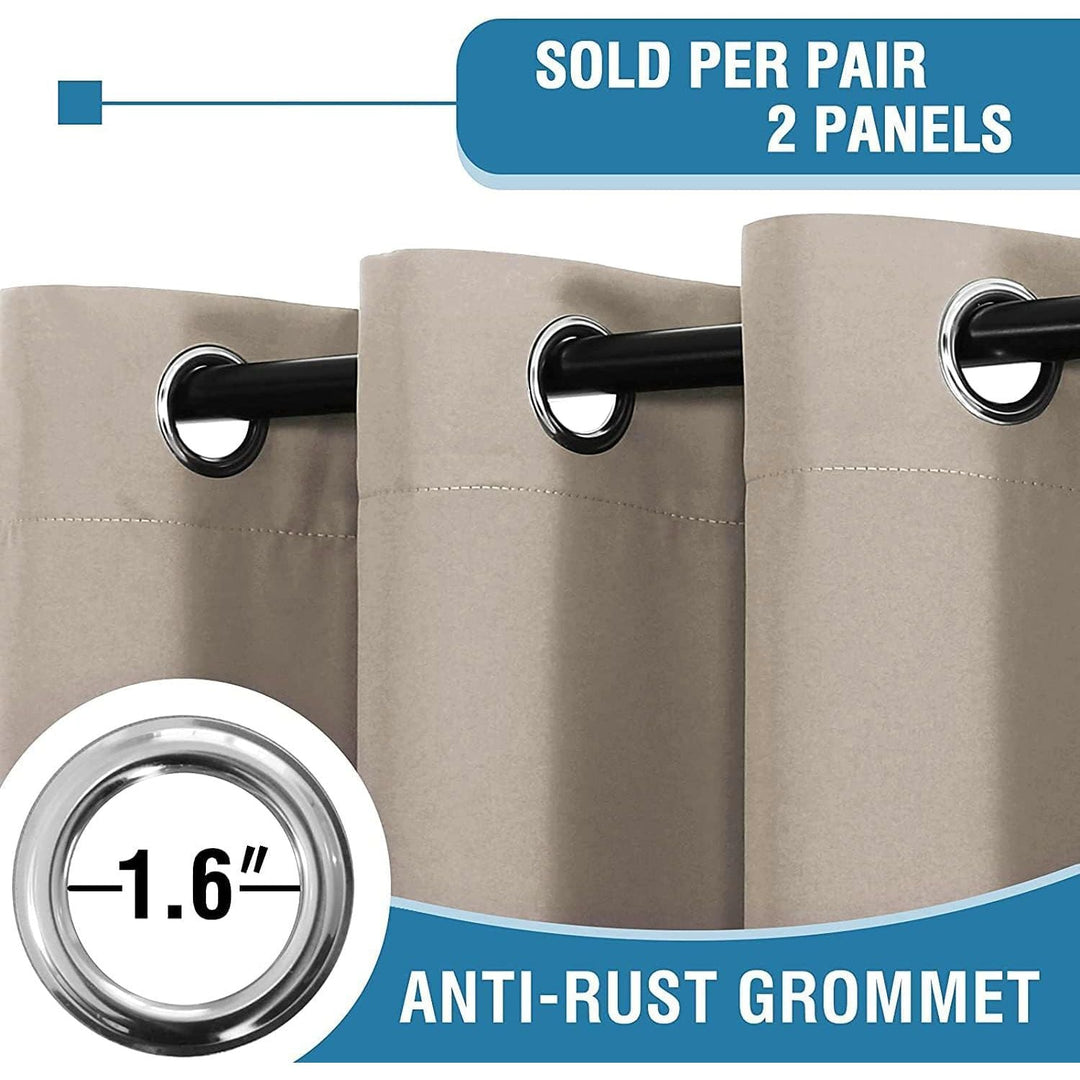Blackout Grommet Curtains, Natural Sand, 52 x 96 in, 2 Panels - Just Closeouts Canada Inc.
