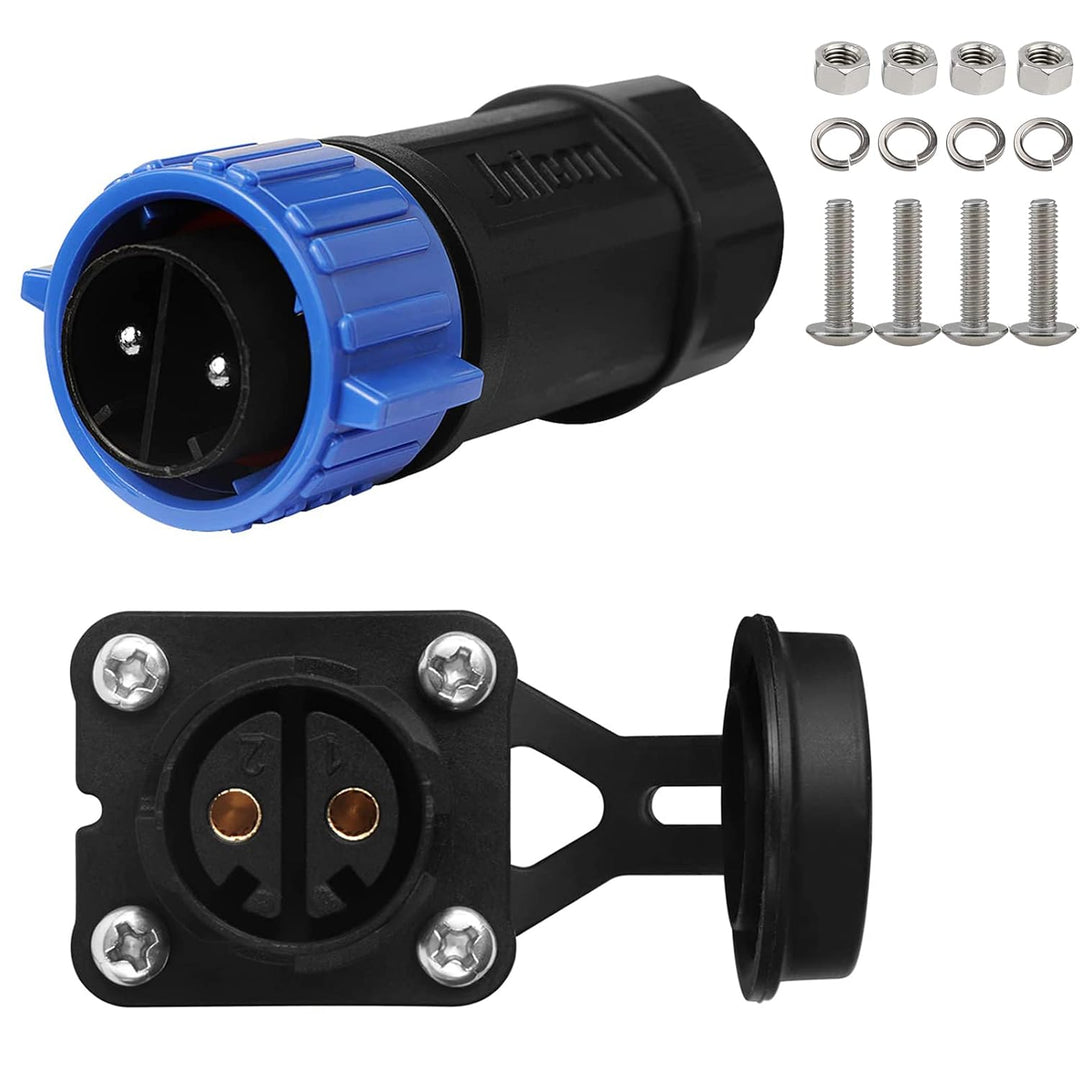 Blue 50A Plug & Receptacle Set – 2-Pin, 8 AWG, IP67 - Just Closeouts Canada Inc.
