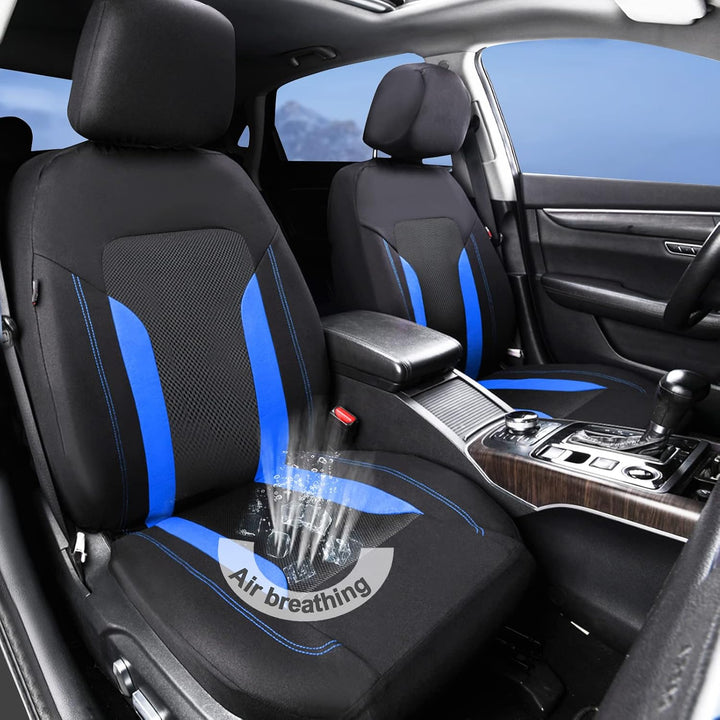 Blue & Black Breathable Mesh Car Seat Cover Set, Front & Rear - Just Closeouts Canada Inc.