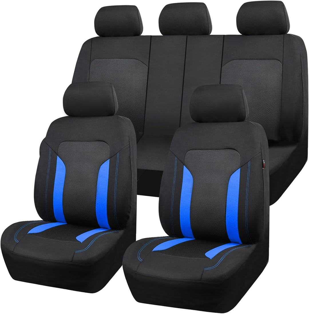 Blue & Black Breathable Mesh Car Seat Cover Set, Front & Rear - Just Closeouts Canada Inc.