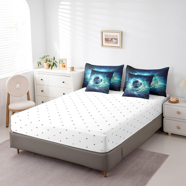 Blue Soccer Comforter & Sheet Set, Twin, 7-Piece - Just Closeouts Canada Inc.X004YNGSB5