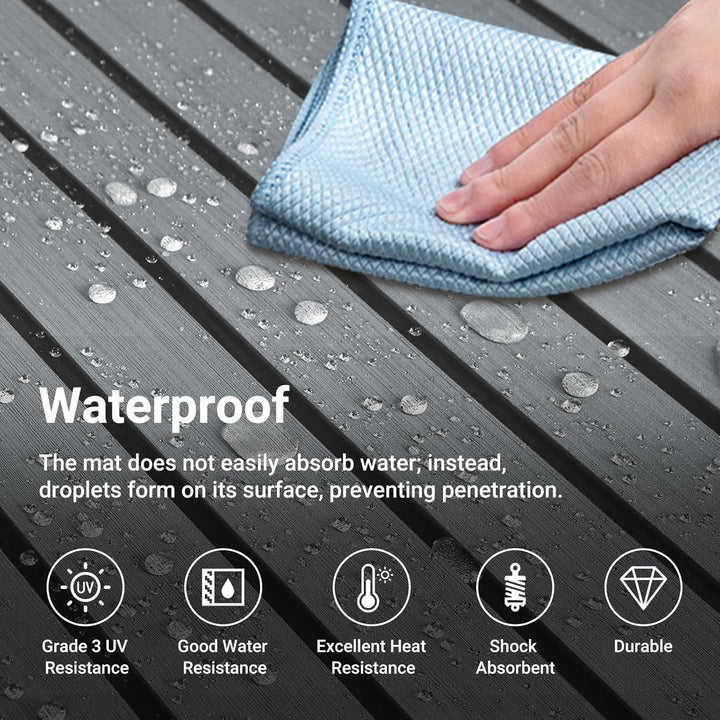 Boat Flooring EVA Foam Decking Sheet - Upgraded Hi - Strength Adhesive Marine Vinyl Flooring,Non - Slip Faux Teak Sea Deck Marine Mat with Rubber Roller, 94.5*35.4" - 46.46sqft - 2pcs, Gray With Black Seam Lines - Just Closeouts Canada Inc.