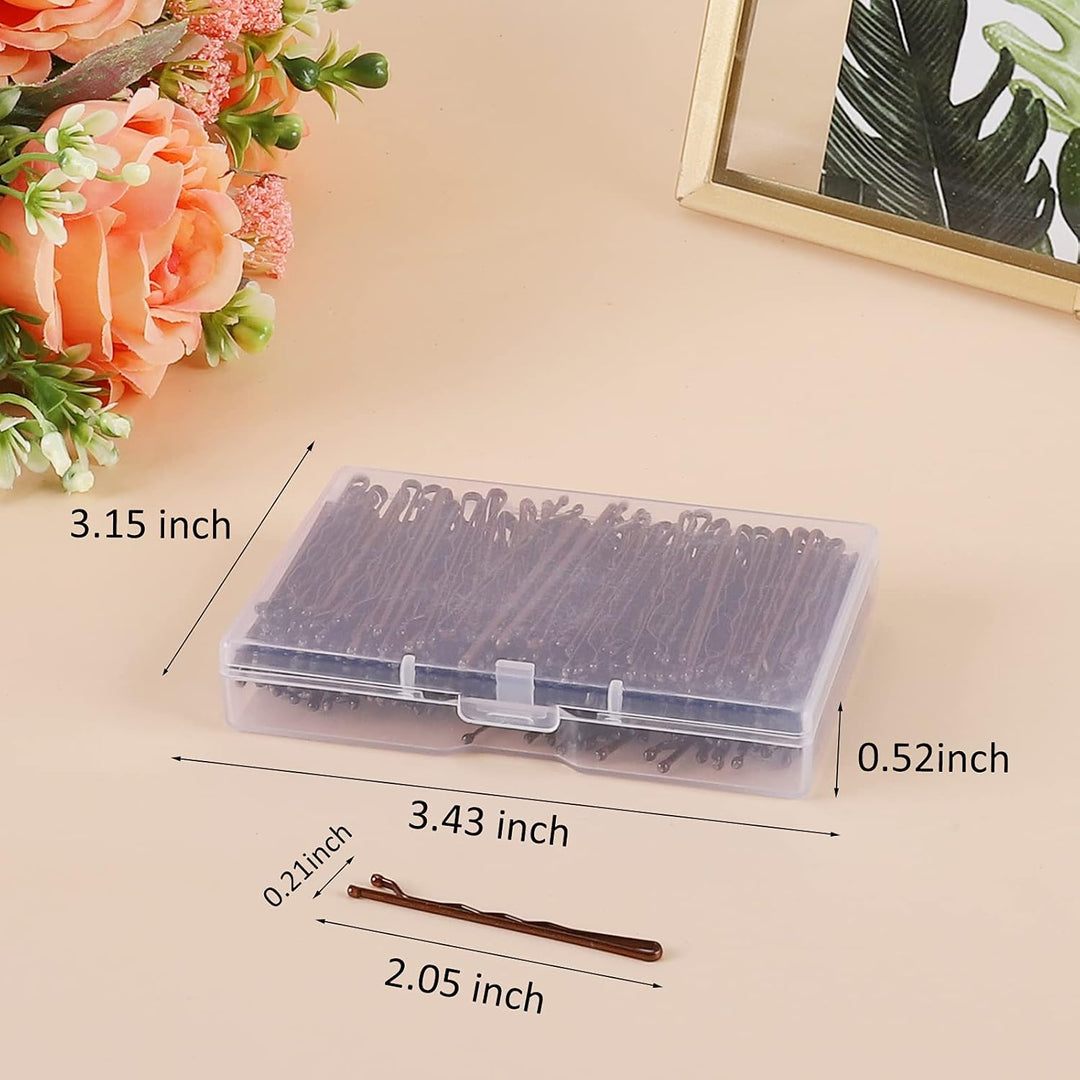 Bobby Pins, 200Count Brown Hair Pins Hairpins with Box for Women Lady Girls Kids Hair Pin Invisible Wave Hairgrip Barrette Hairclip Bulk Hair Accessories (Brown,2.2 Inch) - Just Closeouts Canada Inc.