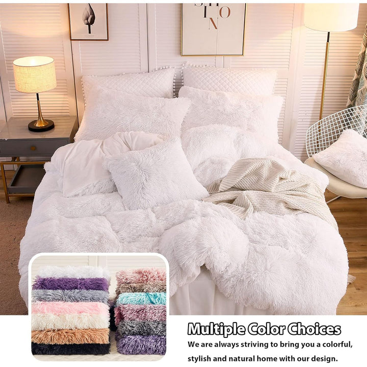Body Pillow Cover with Zipper Closure, Luxury Shaggy Ultra Soft Plush Faux Fur Pillowcase 20"x54" for Bed Couch,Microfiber Long Pillowshams for Adults Pregnant Women/Mother/Wife(White) - Just Closeouts Canada Inc.