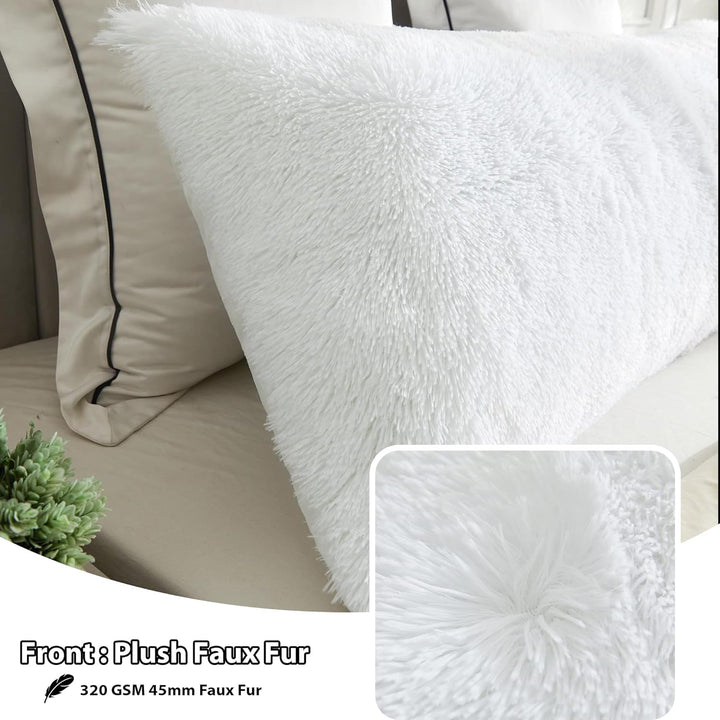 Body Pillow Cover with Zipper Closure, Luxury Shaggy Ultra Soft Plush Faux Fur Pillowcase 20"x54" for Bed Couch,Microfiber Long Pillowshams for Adults Pregnant Women/Mother/Wife(White) - Just Closeouts Canada Inc.