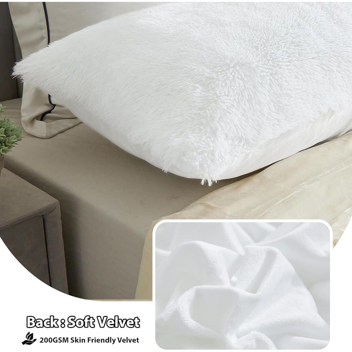 Body Pillow Cover with Zipper Closure, Luxury Shaggy Ultra Soft Plush Faux Fur Pillowcase 20"x54" for Bed Couch,Microfiber Long Pillowshams for Adults Pregnant Women/Mother/Wife(White) - Just Closeouts Canada Inc.