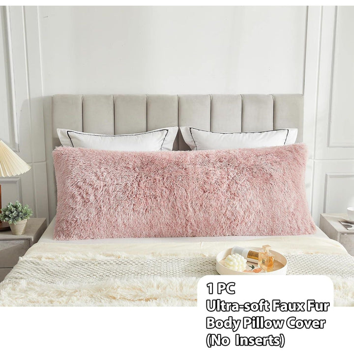 Body Pillow Cover with Zipper Closure, Luxury Shaggy Ultra Soft Plush Faux Fur Pillowcase 20"x54" for Bed Couch,Microfiber Long Pillowshams for Adults Pregnant Women/Mother/Wife(Ombre Pink) - Just Closeouts Canada Inc.