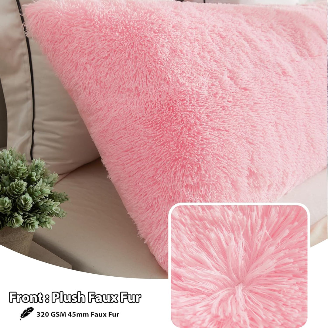 Body Pillow Cover with Zipper Closure, Luxury Shaggy Ultra Soft Plush Faux Fur Pillowcase 20"x54" for Bed Couch,Microfiber Long Pillowshams for Adults Pregnant Women/Mother/Wife(Pink) - Just Closeouts Canada Inc.