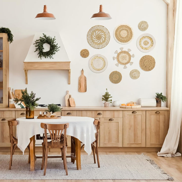 Boho Woven Wall Basket Décor, 10-Piece Natural and Cream Set - Just Closeouts Canada Inc.