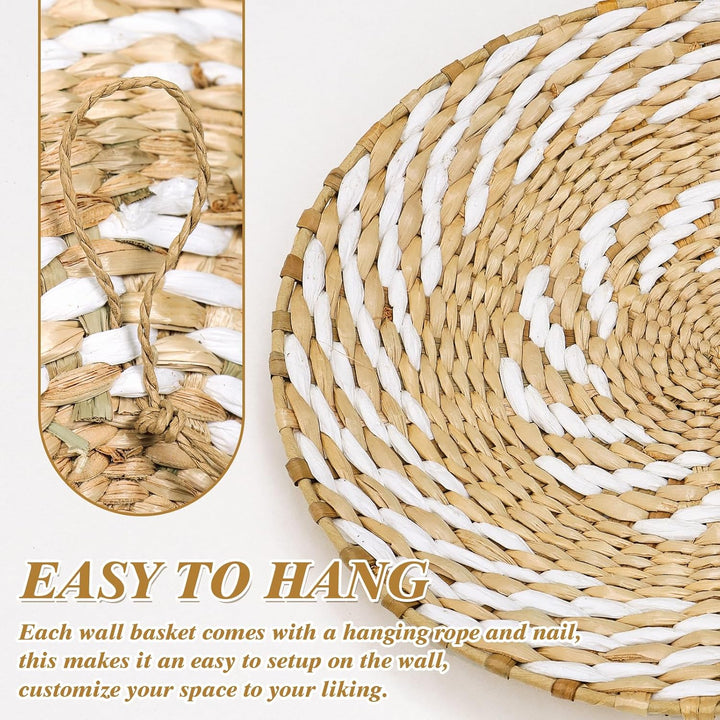 Boho Woven Wall Basket Décor, 10-Piece Natural and Cream Set - Just Closeouts Canada Inc.