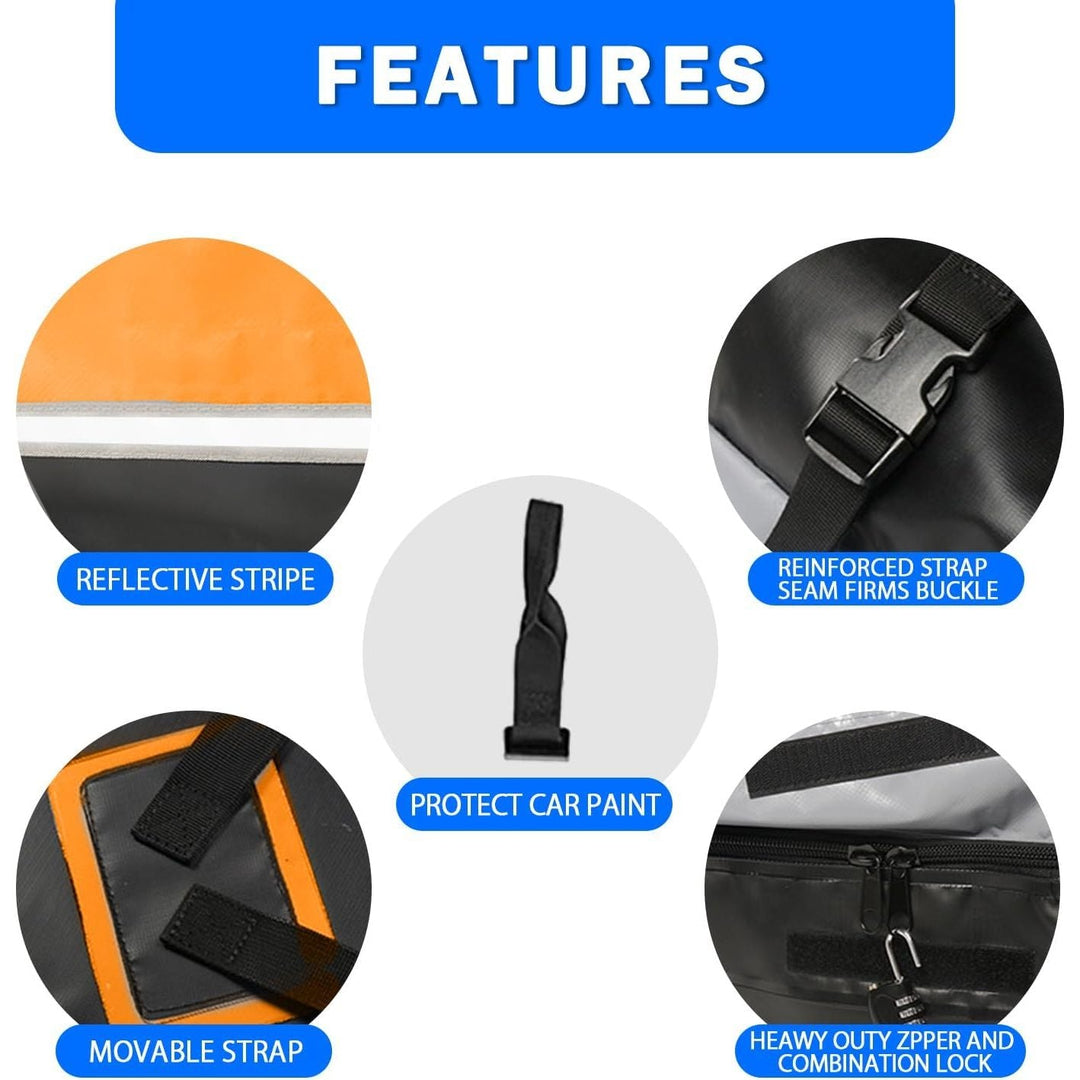 BOPARAUTO 21 Cubic Feet Car Rooftop Bag Waterproof Heavy Duty for All Cars Cargo Carrier Bag with/Without Rack Including Anti - Slip Mat 2 Luggage Locks 2 Extra Straps 6 Strong Nylon Straps Orange Bag - Just Closeouts Canada Inc.