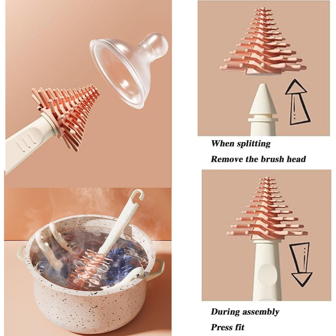 Bottle Brush Set, 6 in 1 Bottle Cleaner Kit with Silicone Bottle Brush, Nipple Cleaner Brush, Straw Brush, Soap Dispenser, Storage Box,Bottle Drying Rack for Home and Travel (Pink) - Just Closeouts Canada Inc.