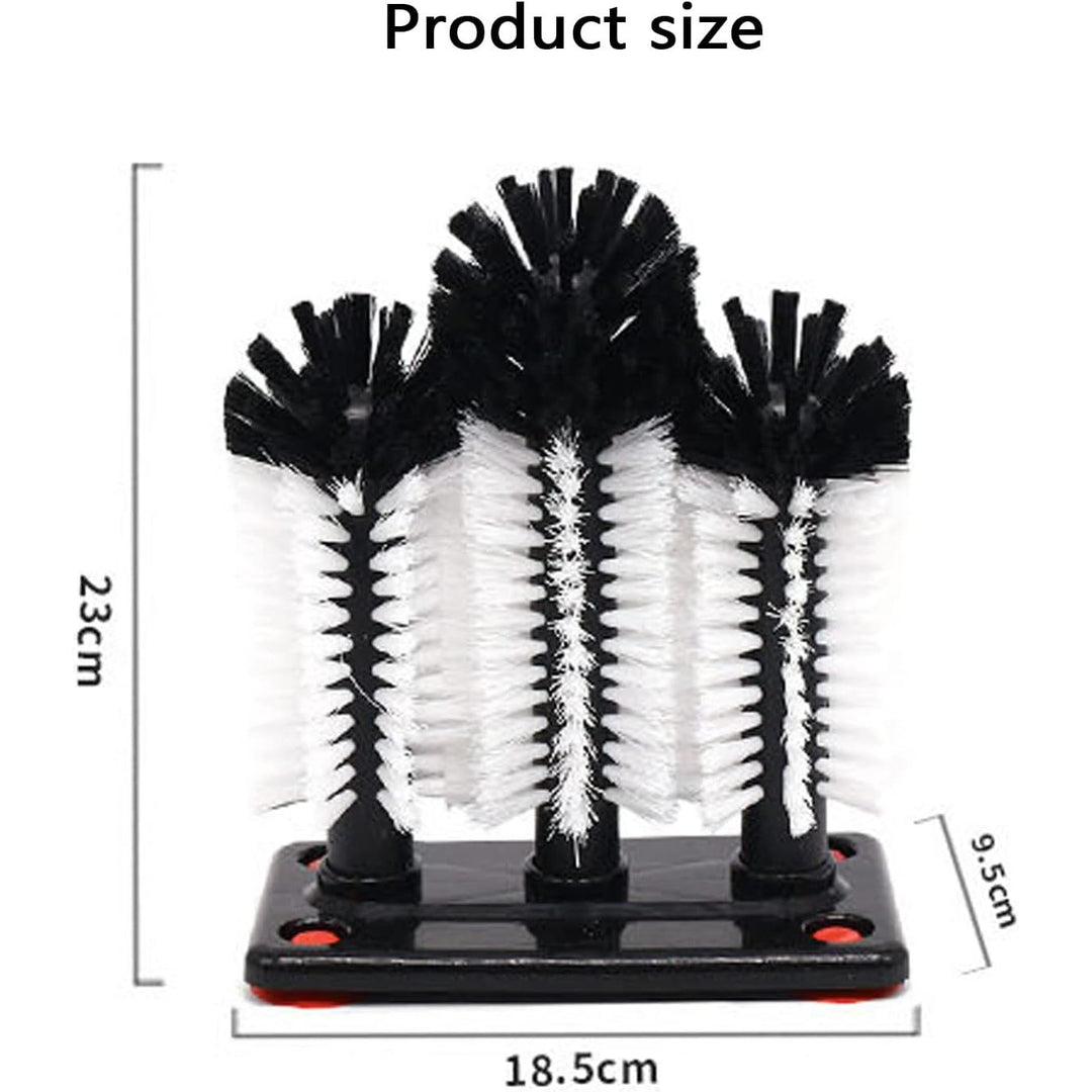 Bottle Cleaning Brush with Suction Base, Glass Cup Washer, 3PCS Head Bristle Brush for Beer Cup, Long Leg Cup, Red Wine Glass and More Bar Kitchen Cup - Just Closeouts Canada Inc.