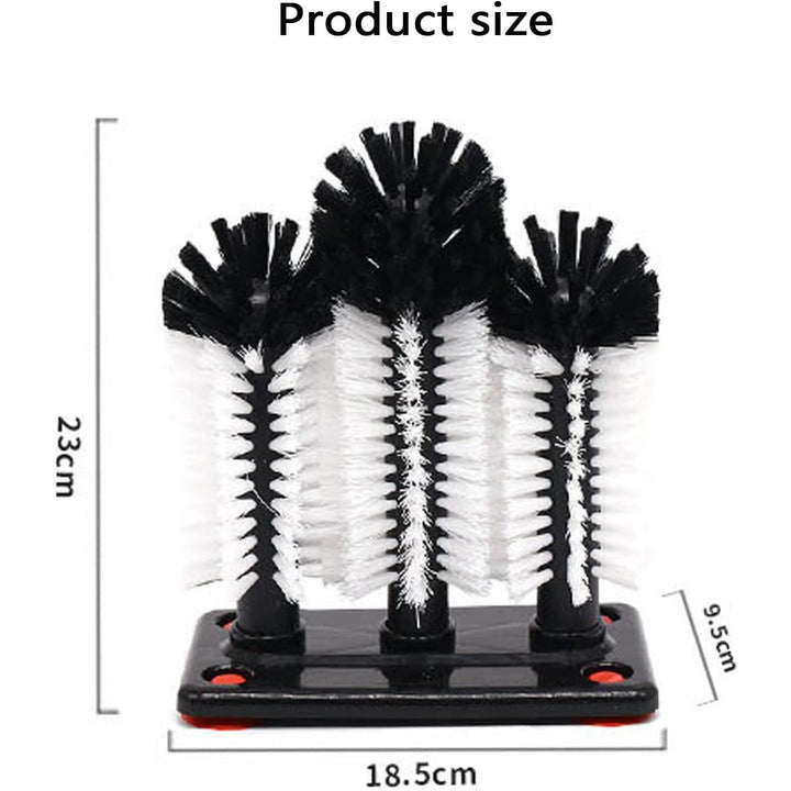 Bottle Cleaning Brush with Suction Base, Glass Cup Washer, 3PCS Head Bristle Brush for Beer Cup, Long Leg Cup, Red Wine Glass and More Bar Kitchen Cup - Just Closeouts Canada Inc.