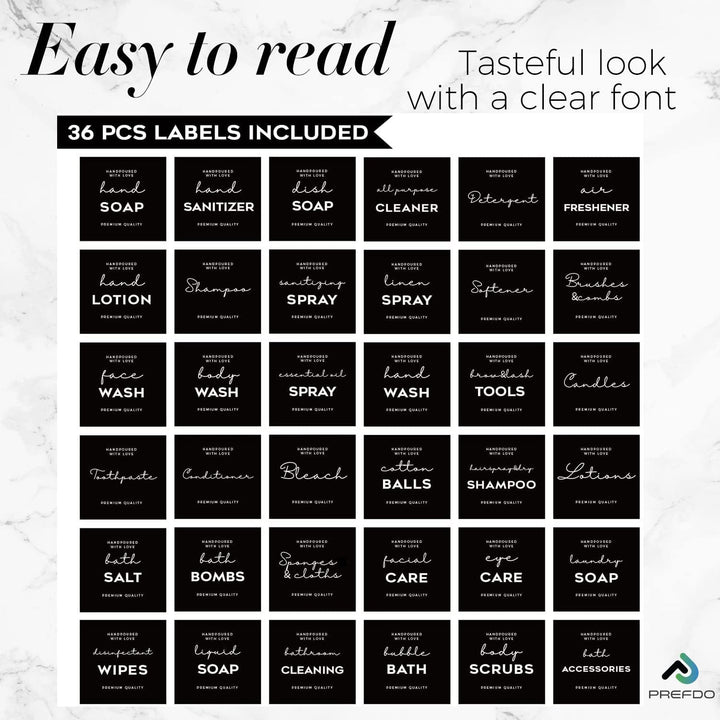 Bottle Organisation Labels – Modern Black, 36 Pieces - Just Closeouts Canada Inc.