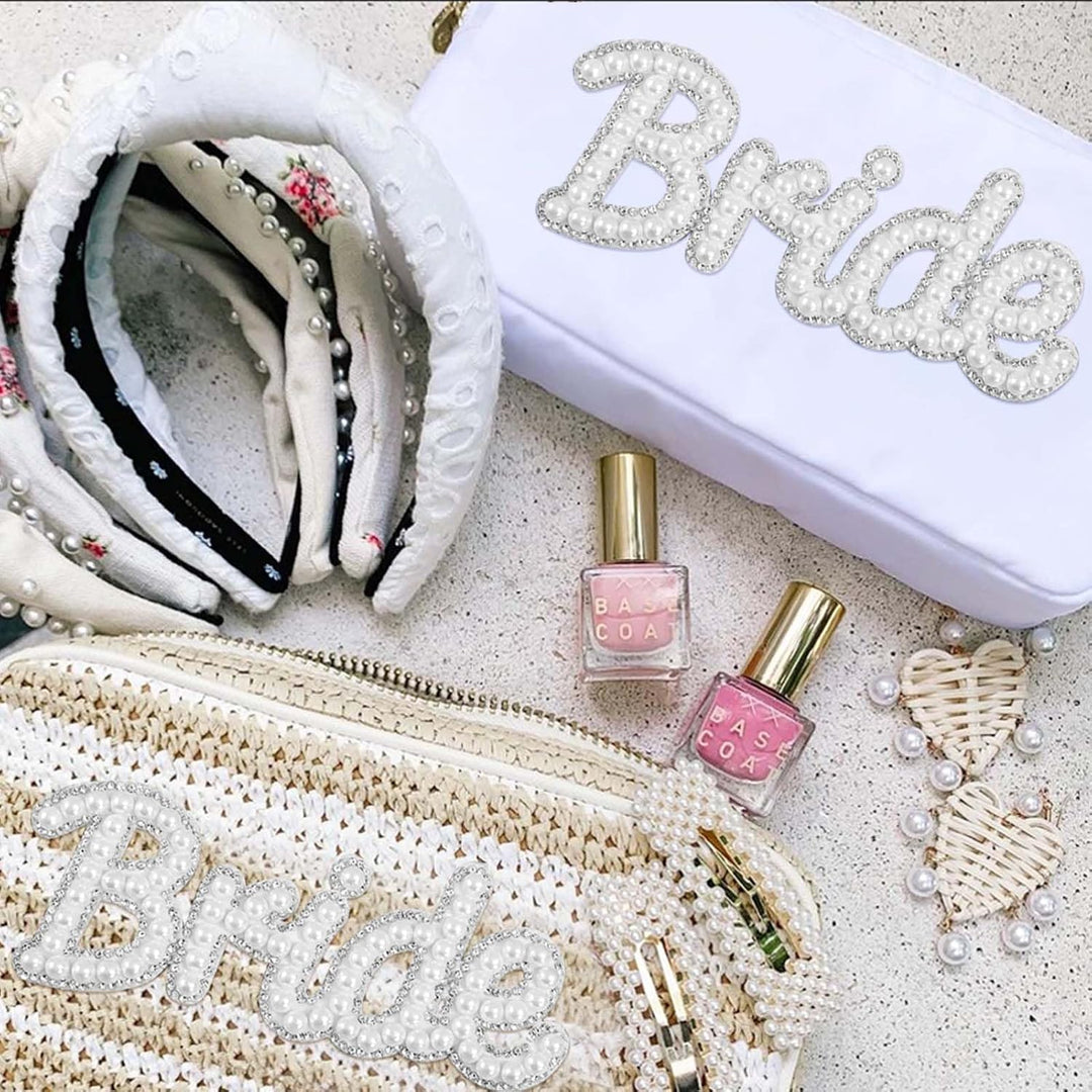 Bride Pearl Iron-On Script Appliqué, White - Just Closeouts Canada Inc.