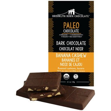 Brooklyn Born Chocolate Organic Paleo Dark Chocolate Bar Banana Cashew 70% Cacao, 60g - Just Closeouts Canada Inc.879183004101