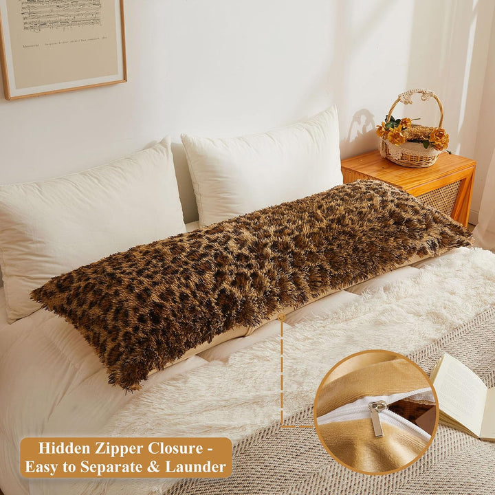 Brown Leopard-Print Faux Fur Body Pillow Cover, 20 × 54 in - Just Closeouts Canada Inc.X0047QCFXT