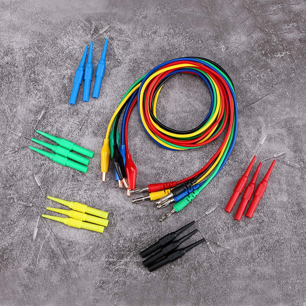 BTSKY 5 Color Identified Automotive Back Probe Lead Set - 15 Pcs 3 Configurations 30V Back Probe Pin + 5 Pcs 4mm Banana Plug to Alligator Clip Extension Lead 500V 5A for Circuit Testing(20 Pcs) - Just Closeouts Canada Inc.