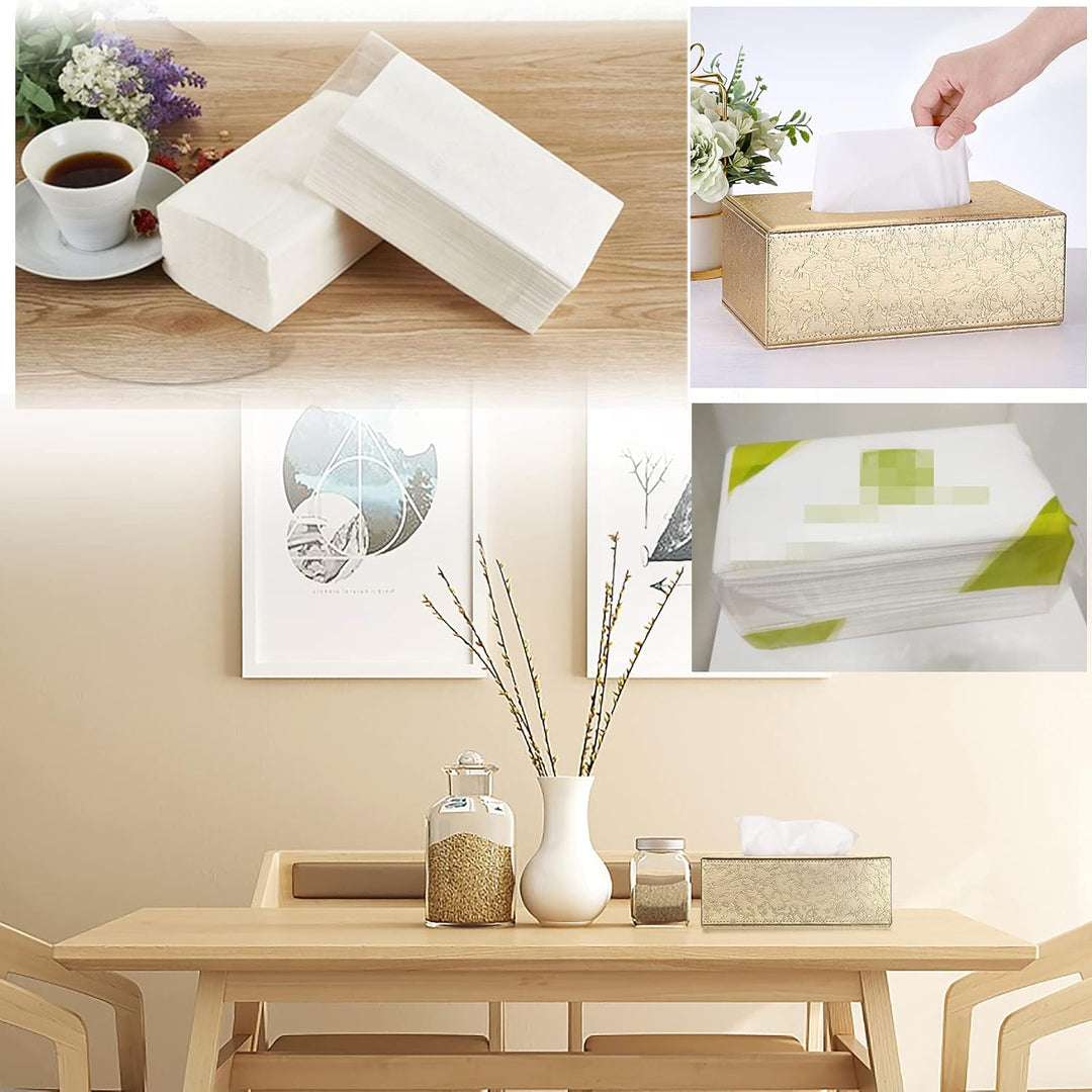 BTSKY PU Leather Tissue Box Holder, Household Rectangular Facial Tissue Box Cover Napkin Holder Paper Case Dispenser for Home Office Car Countertop(Gold) - Just Closeouts Canada Inc.