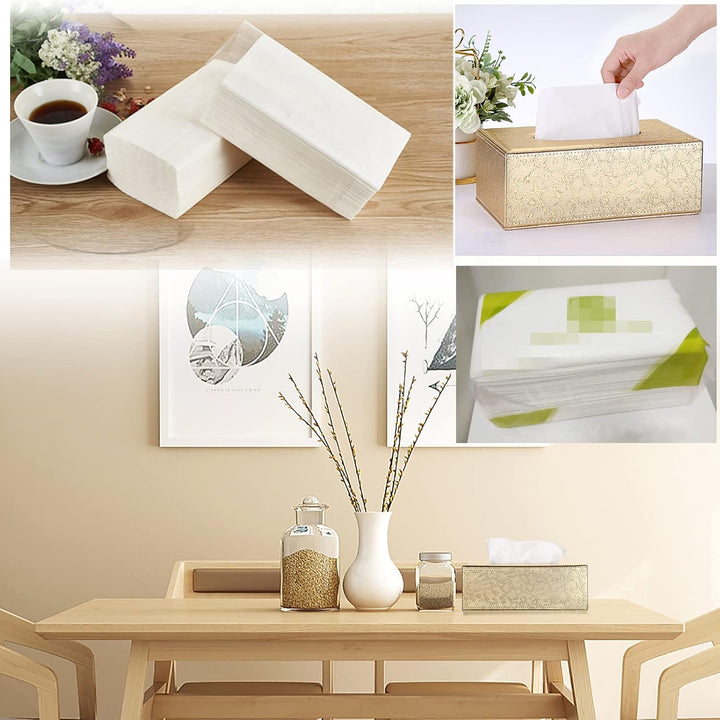 BTSKY PU Leather Tissue Box Holder, Household Rectangular Facial Tissue Box Cover Napkin Holder Paper Case Dispenser for Home Office Car Countertop(Gold) - Just Closeouts Canada Inc.