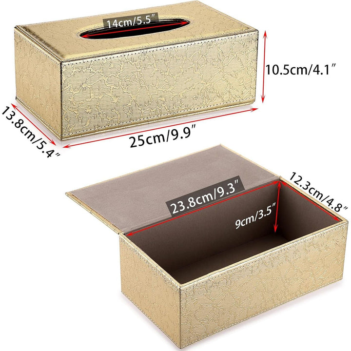 BTSKY PU Leather Tissue Box Holder, Household Rectangular Facial Tissue Box Cover Napkin Holder Paper Case Dispenser for Home Office Car Countertop(Gold) - Just Closeouts Canada Inc.