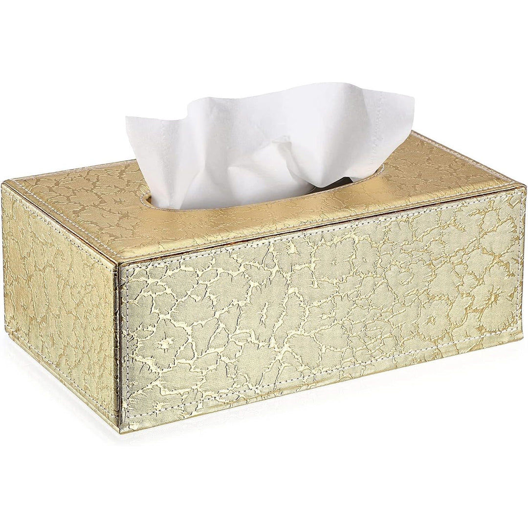 BTSKY PU Leather Tissue Box Holder, Household Rectangular Facial Tissue Box Cover Napkin Holder Paper Case Dispenser for Home Office Car Countertop(Gold) - Just Closeouts Canada Inc.