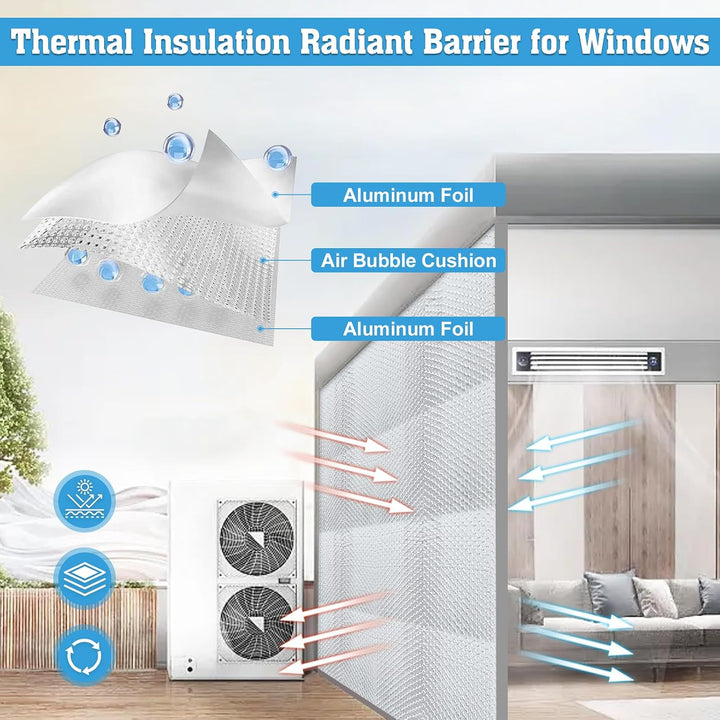 Bubble Reflective Insulation Roll, 12'' x 16.4ft Double Side Foil Thermal Insulation Sheet for Winter, Windows Aluminum Radiant Barrier for Summer Heat, Insulation Wrap for RV, Roof, Ducts - Just Closeouts Canada Inc.X004FQR03V