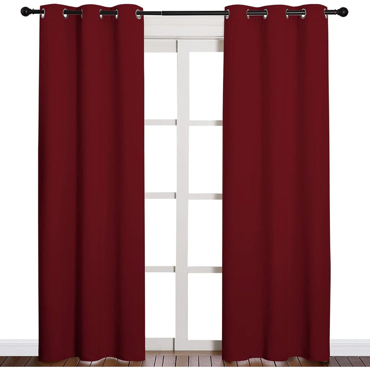 Burgundy Red Blackout Grommet Curtains, 42 x 84 in, 2 Panels - Just Closeouts Canada Inc.
