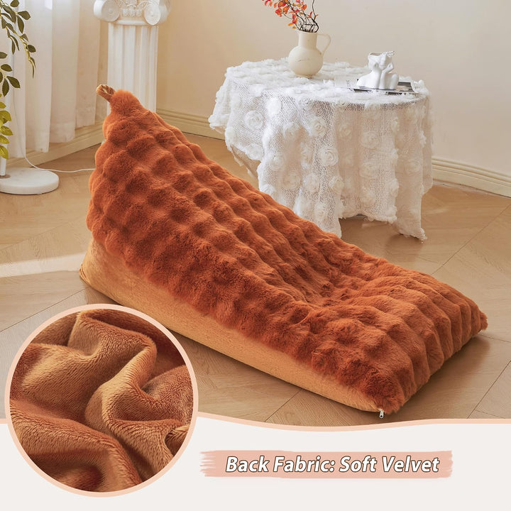 Burnt Orange 250L Faux Rabbit Fur Bean Bag Cover, 50 × 30 × 30 in (No Filler) - Just Closeouts Canada Inc.X004OVXRJN