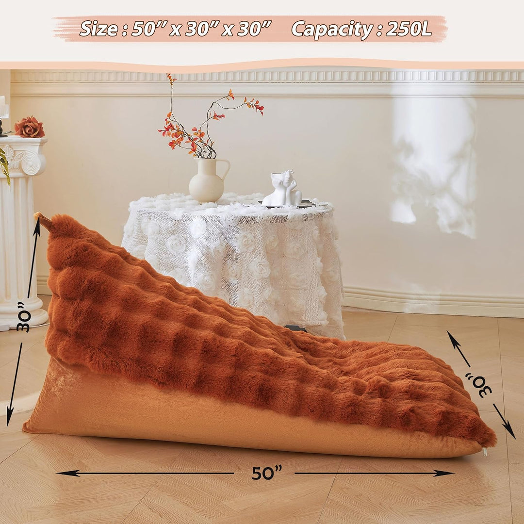 Burnt Orange 250L Faux Rabbit Fur Bean Bag Cover, 50 × 30 × 30 in (No Filler) - Just Closeouts Canada Inc.X004OVXRJN