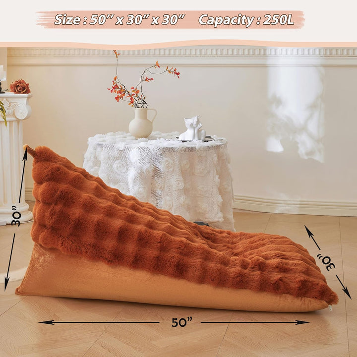 Burnt Orange 250L Faux Rabbit Fur Bean Bag Cover, 50 × 30 × 30 in (No Filler) - Just Closeouts Canada Inc.X004OVXRJN